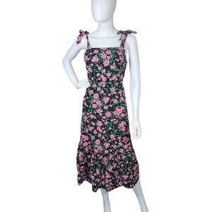 Princess Highway Midi Dress Womens 12 Pink Dark Floral Sleeveless Organic Cotton